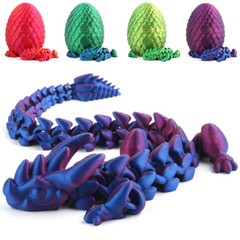 Easter Gift 3D Printed Dragon Full Articulated Dragon w/Egg Colourful Decorative
