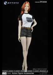 1/6 female graphic tee SHIELD Jeans short for 12″ figure phicen kumik ❶USA❶