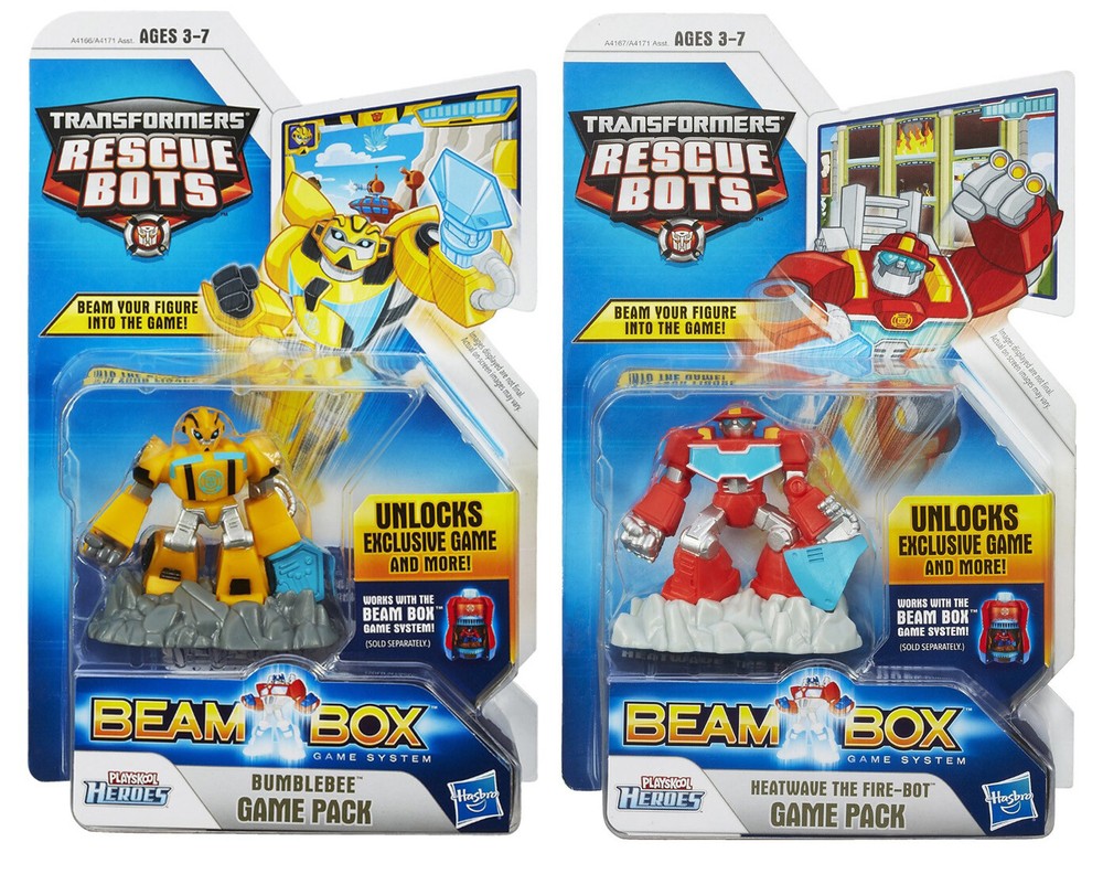 Transformers Rescue Bots BUMBLEBEE & HEATWAVE Figure Beam Box Game Pack Lot of 2