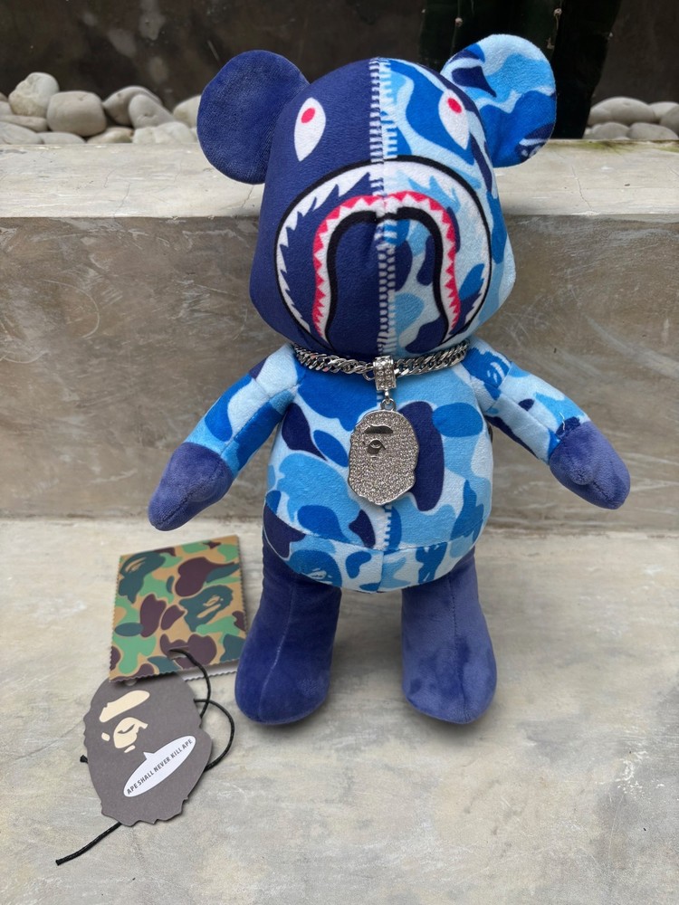 BAPE x BEARBRICK 400% Camo Plush Doll (with chain) – Pink / Blue / Green