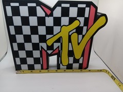 Retro 1980s style MTV Music TV Mtv Checkered Lightbox sign retro logo light box