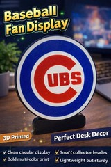 Chicago Cubs Logo Sign | 3D Printed MLB Baseball Desk & Wall Display
