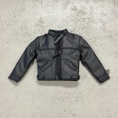 MO-MBJK-BK: 1/12 Black Slim Zipper Faux Leather Jacket for 6″ Slim action figure