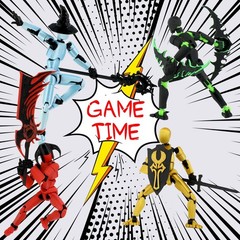5-Pack 3D Printed Action Figures – Articulated T Dummy 13 Toys, Gift for Boys, D
