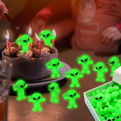 25 Pcs 50 Pcs Easter Mini Alien Figures Glow in the Dark Space Ship Tiny Little