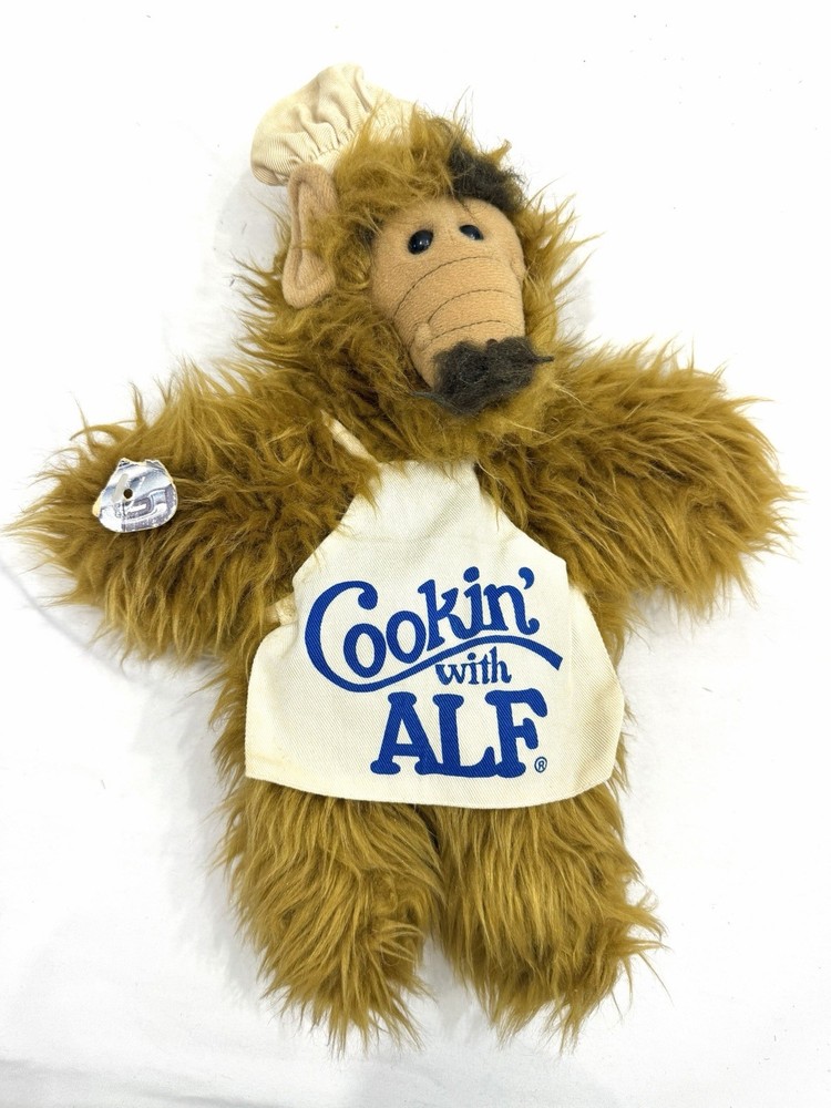 1988 Alf Alien Productions Plush Polyester Cookin With Alf Apron Brown