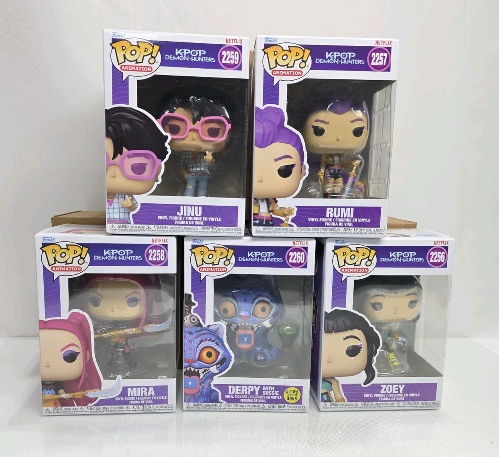 kpop Demon Hunters Funko Pop Lot of 5 w/Protectors 2256, 2257, 2258, 2259, 2260