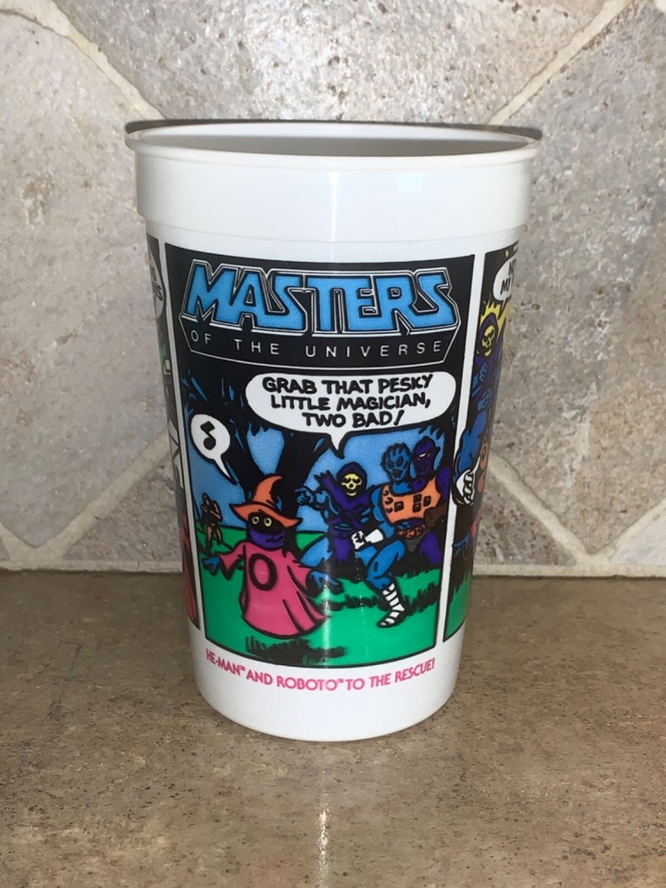 He-man Masters Of The Universe MOTU Burger King 1985 cup Roboto to the Rescue