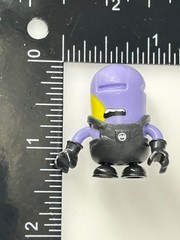 Despicable Me Evil Minion Figure 1.5 Inch Black Overalls Yellow Purple