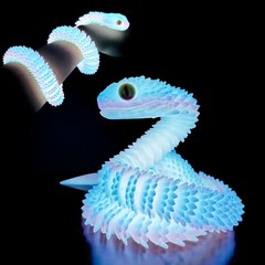 24″ Glow in the Dark 3D Printed Snake – Flexible Articulated Rainbow Animal Toy