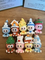 Mini Flocking Figures 5cm Cute Gift Decor Toys Kawaii Christmas Series 9 pcs set