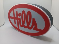 Retro Hills department store logo lightbox sign white/red