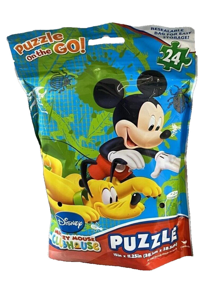 Disney Mickey Mouse 24pc Puzzle On The Go! 15”x11.25” Resealable Bag Brand New