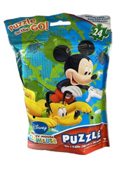Disney Mickey Mouse 24pc Puzzle On The Go! 15”x11.25” Resealable Bag Brand New