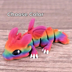 Dragon Hatchling – Choose Color – 3D Printed Flexi Fidget Desk Pet