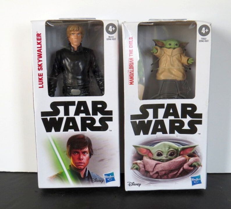 HASBRO STAR WARS Figures: Luke Skywalker b6333 & Mandalorian The Child F2832