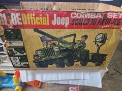 1965 GI Joe Official Jeep Combat Set 7000 Vehicle Trailer Searchlight & Box