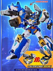Metal Cardbot W Grand Blue Leon Blue Cop W Blaion Transforming Robot Car Toy Set