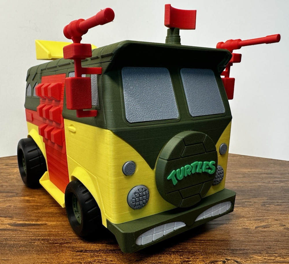 TMNT Party Wagon 3D Printed Model • Retro Ninja Turtles Van Display Collectible