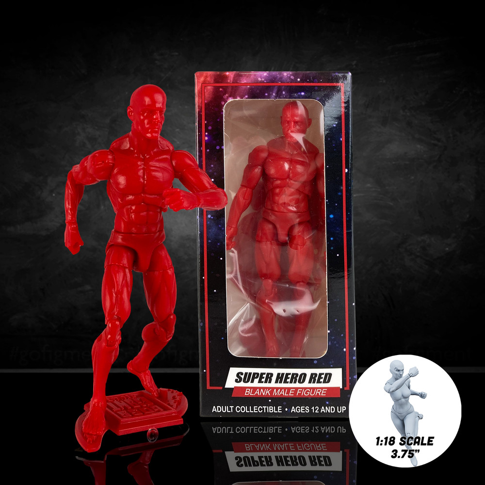 Vitruvian H.A.C.K.S. Superhero Red Blanks Male Action Figure – 1/18 Scale