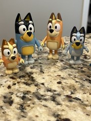 Bluey Family Figure 4-Pack, with Mum Dad Bingo Bluey, Ages 3+, Toddler Toys Kids