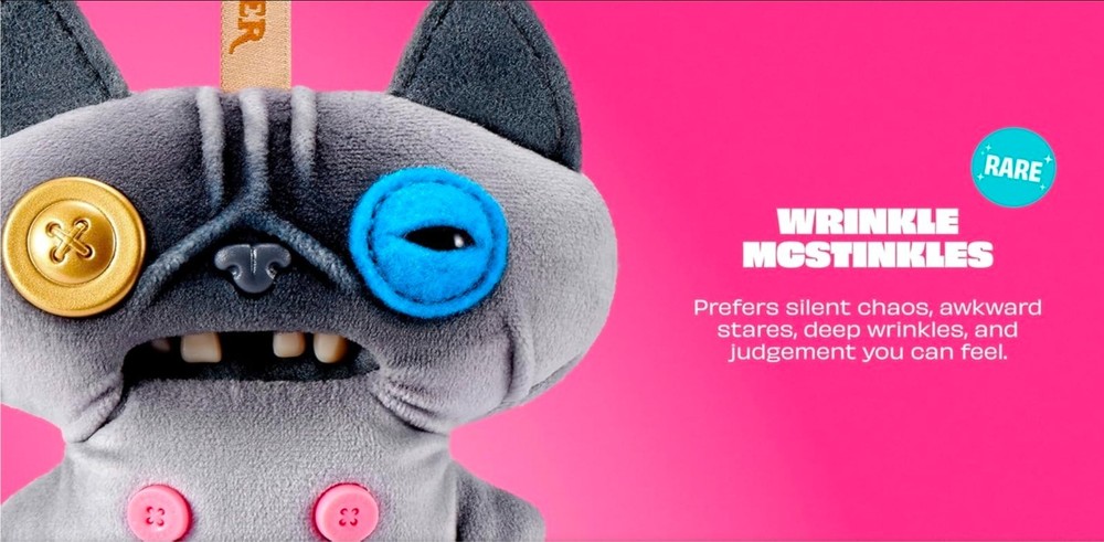 Fuggler 🐱 WRINKLE MCSTINKLE 🐱 RARE COLOR 5″ Plush Bag Charm Keychain Key Ring