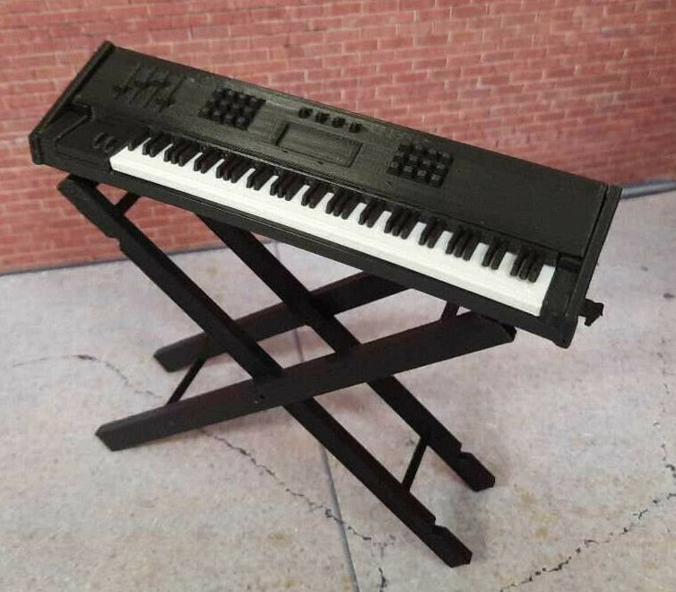 Keyboard with Stand Model Prop 1/10 scale Action Figure Dollhouse Accessory