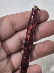 Small Short Vintage Collectible Pencil Red Marbled Shiny Advertising See Pics