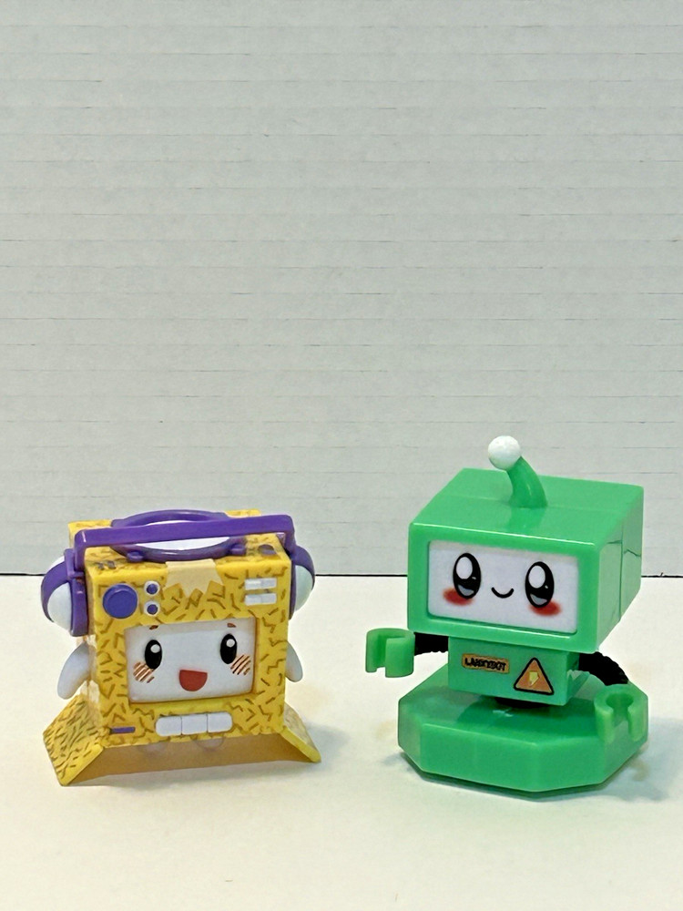 2 Rare LANKYBOX Loose Action Figures/DJ Boxy Series 5 & Green LankyBot Series 2