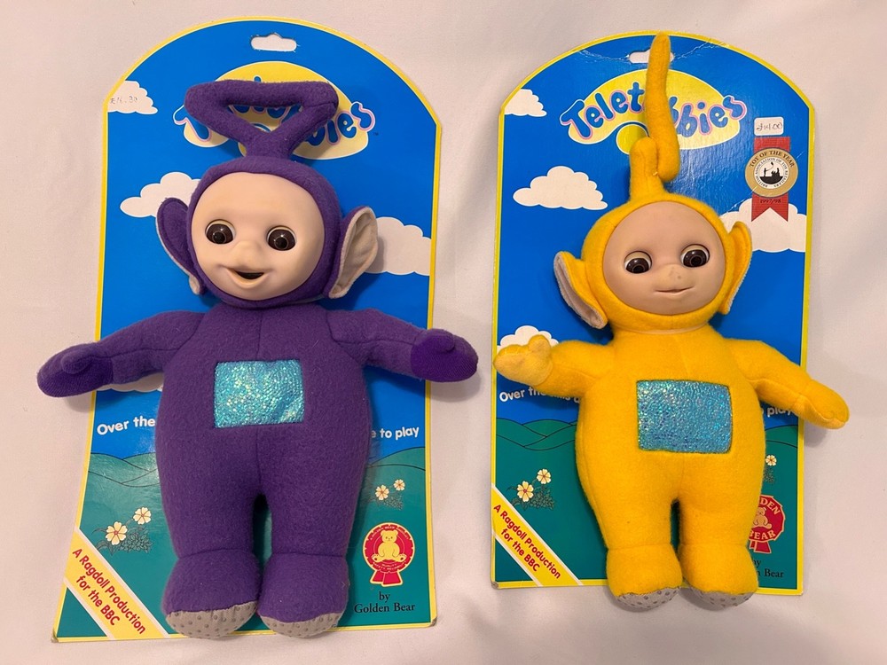 VTG 90’s BBC Ragdoll Teletubbies Tinky Winky & LaaLaa Orig Package: England
