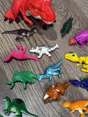 Toy Dinosaurs Lot of 18 Plastic Figures Various Sizes, Mixed Brands Grab Bag