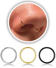 Men Women 316L Surgical Steel Hinged Nose Rings Hoop for Nostril Septum
