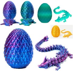 Easter Gift 3D Printed Dragon w/Egg Crystal Dragon Fidget Toys Full Articulated