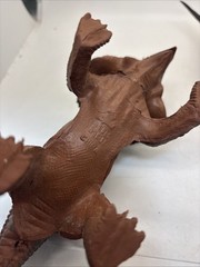 Vintage 2 Imperial 10″ Brown/Black Plastic Rubber Triceratops Dinosaur “ 1985