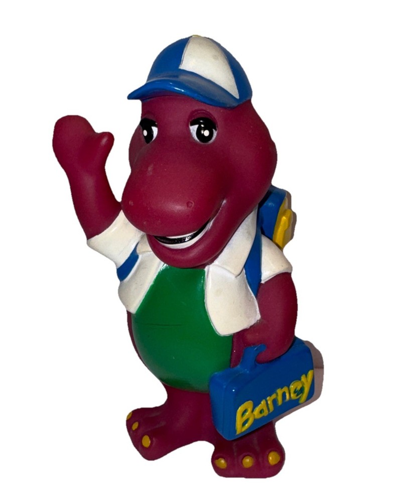 Vtg 1992 Lyons Group 7″ Barney Purple Dinosaur Coin Piggy Bank Back to School