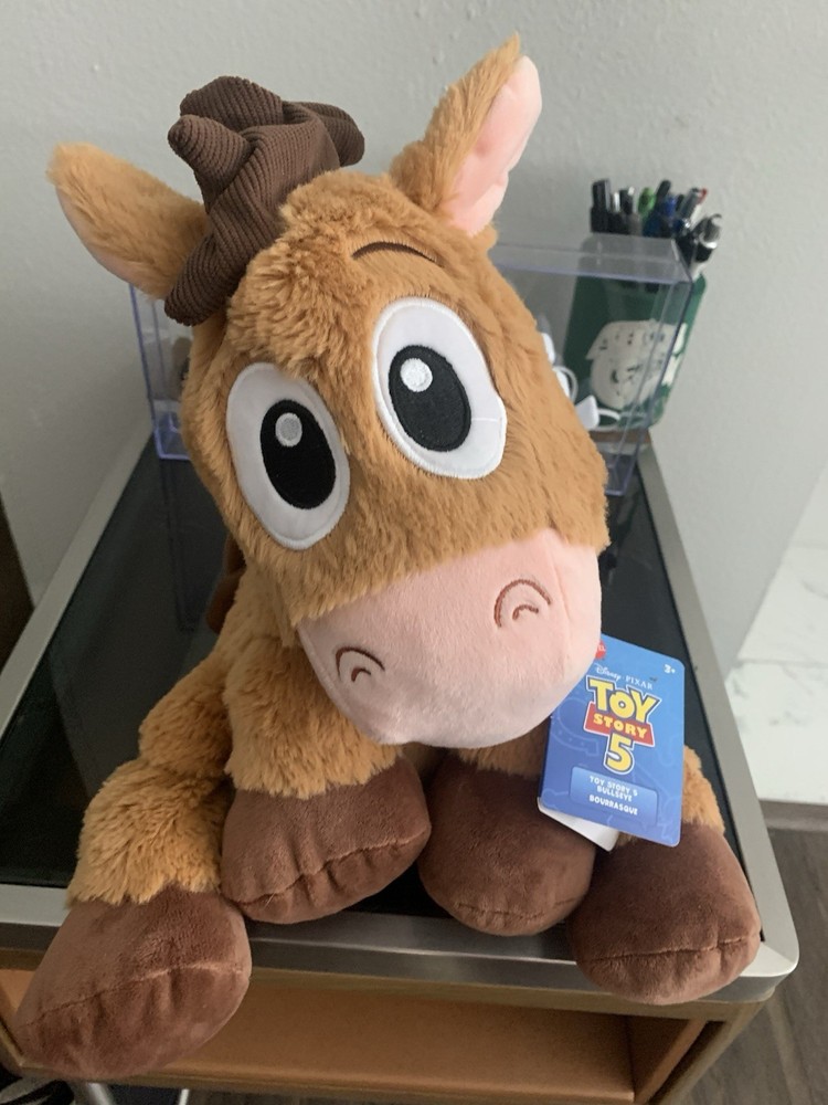 Disney Toy Story 5 Bullseye Horse & Saddle Weighted Bean Huggable Plush 12″ New