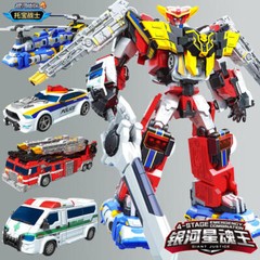 Tobot V Galaxy Detectives Giant Justice V 14″ Combined Robot Figure Fire Engine
