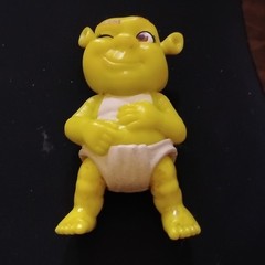 Shrek Yellow Ogre Baby Figurine Toy, Plastic, White Diaper, Cartoon TV Theme