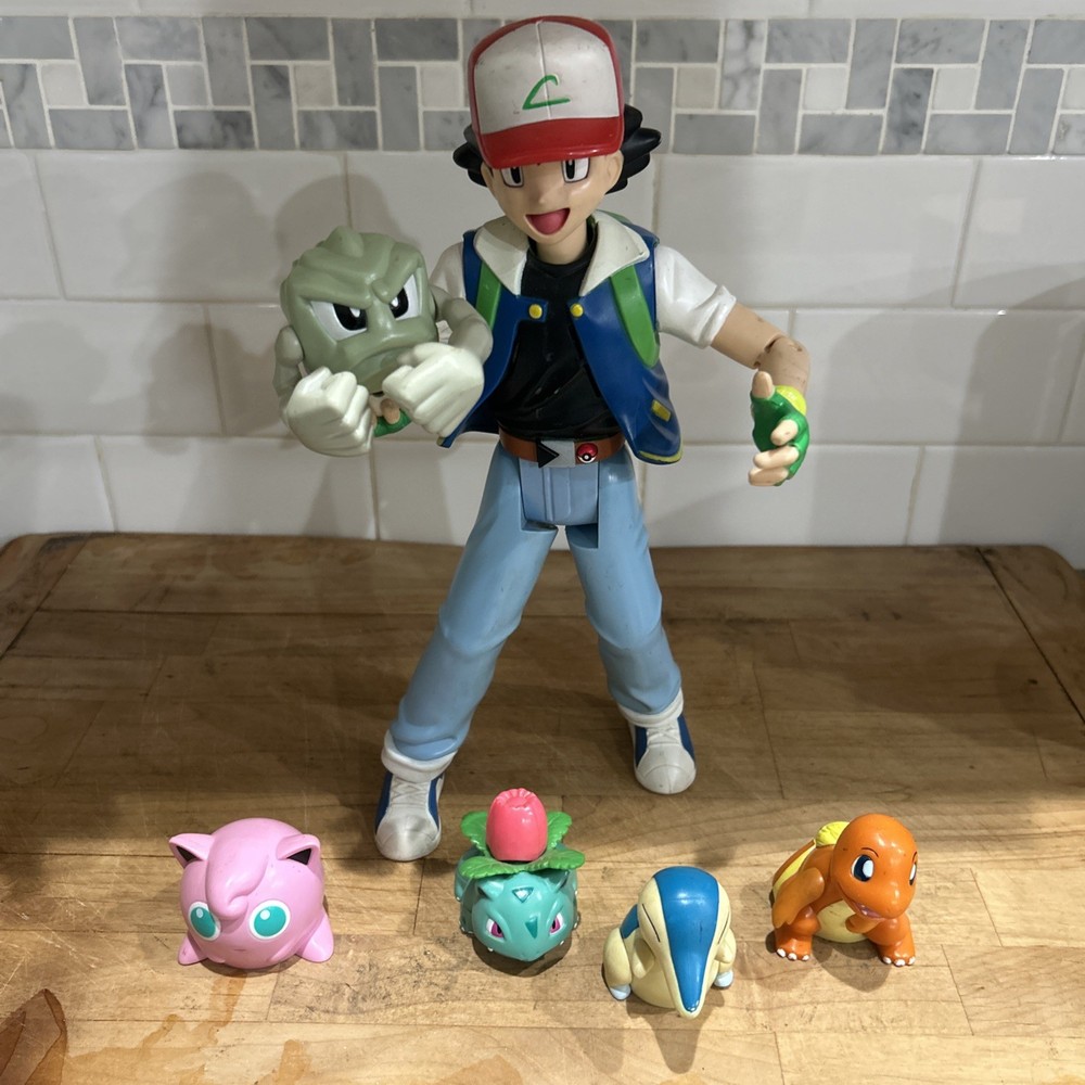 2001 Hasbro Pokemon 11 1/2 In Talking Ash Ketchum Think Chip, Tested, Set-5