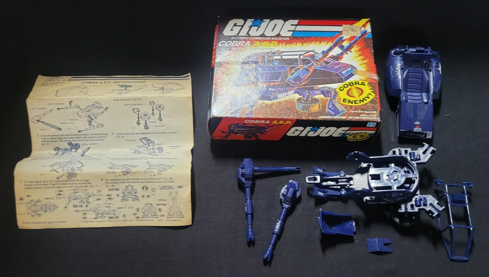 1984 Hasbro GI Joe ARAH Cobra ASP – Incomplete but with Box & Blueprints!