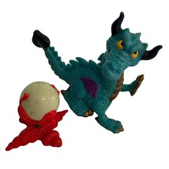 Vintage Dragon and Monster Eye Toy Figures Teal Dragon Red Creature Set