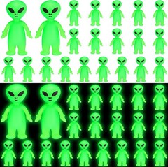 40 Pcs Mini Alien Figures Glow in The Dark Small Little Tiny Aliens Figurine for