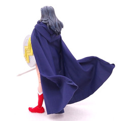 SU-MF-HC-WW-DB: Wired Hooded Dark Blue Fabric Cape for McFarlane Wonder Woman