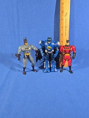 LOT of 3 Batman Figures 5” DC Comics Silver, Gold, Red, Black, Blue