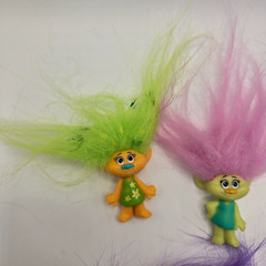 Trolls mini figures hard plastic Dreamworks DWA Lot Of 7 PVC Cake Toppers Toys