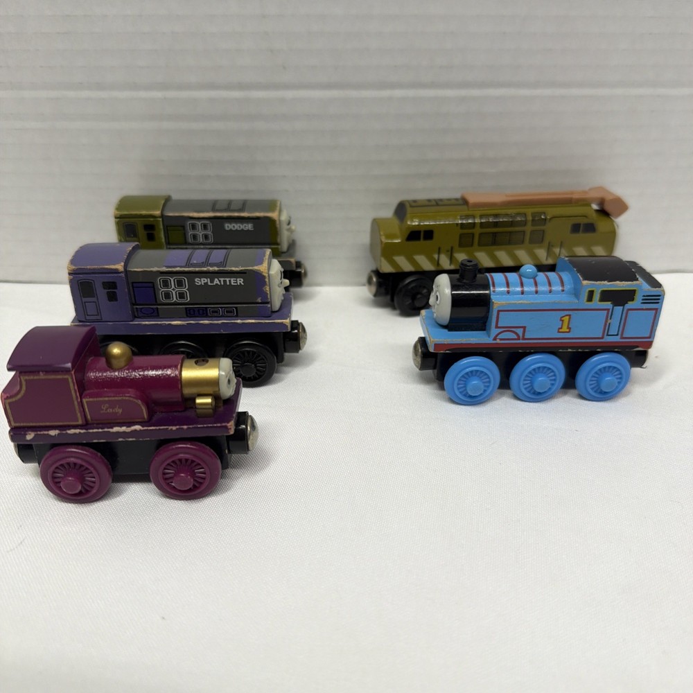 Thomas Wooden Railway Train MAGIC RAILROAD LOT DODGE SPLATTER LADY DIESEL 10