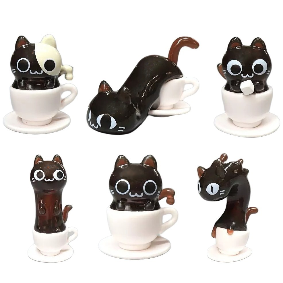 Black Coffee Cat Cup Figure Japan Blind Box Capsule Mystery Ball Toy 1 Random