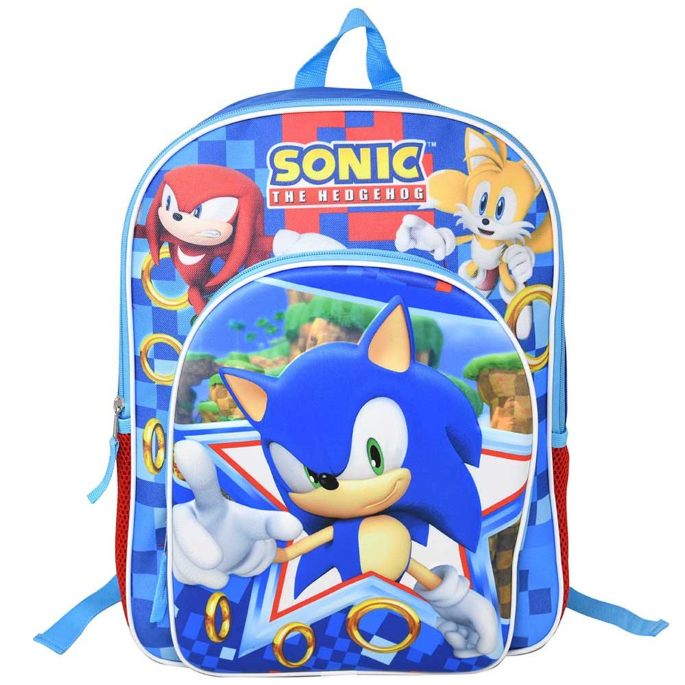 Sonic The Hedgehog 16″ School Backpack with 1 Front Pocket for Boys