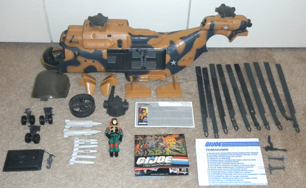 Vintage 1986 Tomahawk Helicopter G.I. GI Joe 100% Complete Blueprints 3.75 ARAH