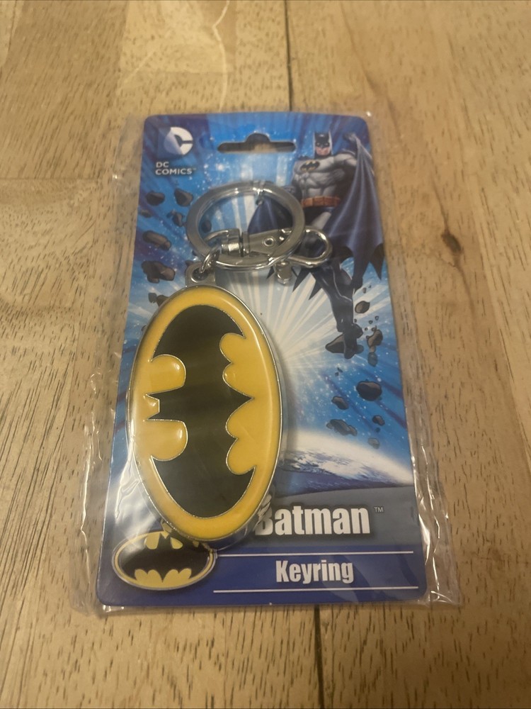 DC Comics Batman Logo Black/Yellow Keyring / Keychain NEW NIP